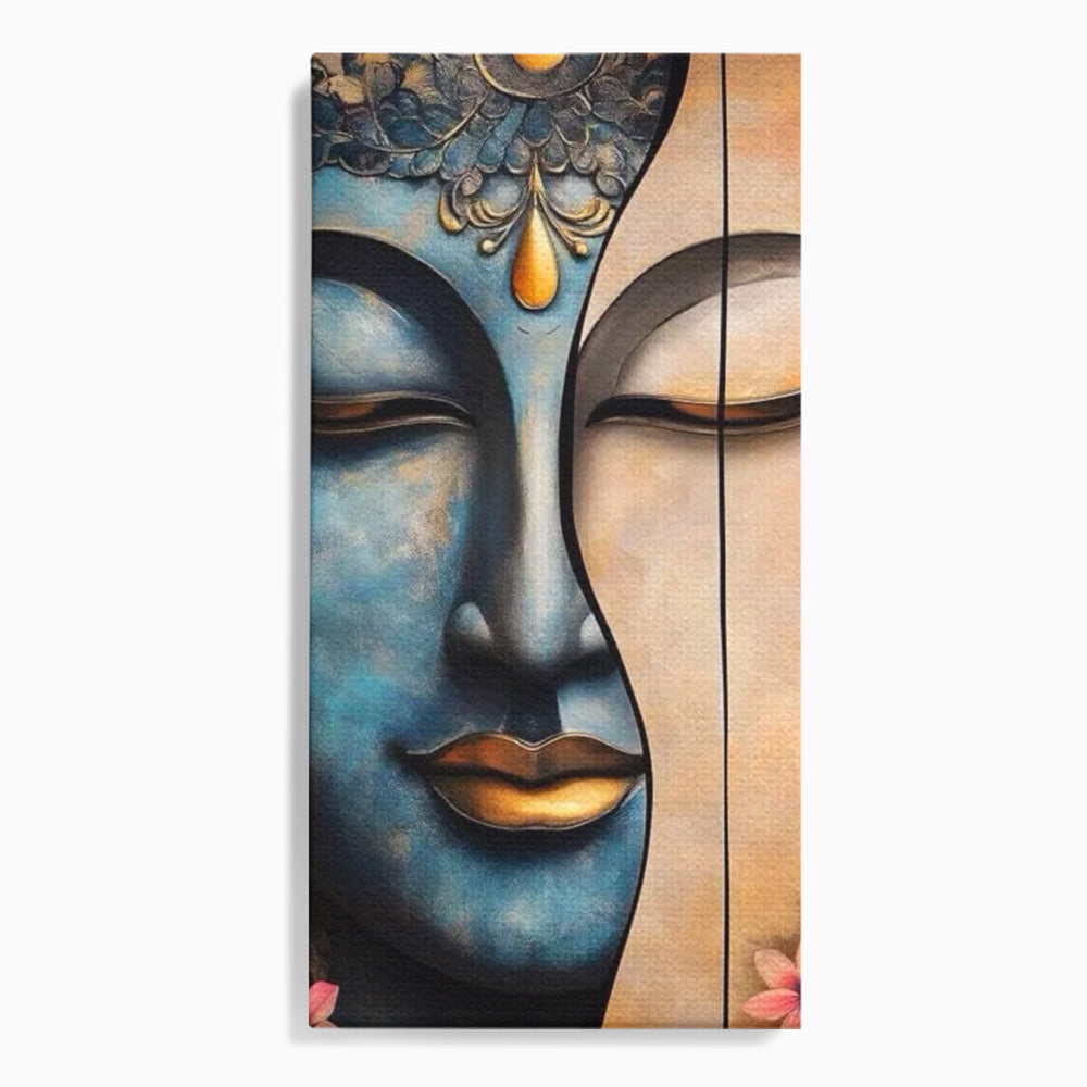 Tablou canvas cu tablou canvas cu chipul lui buddha, fara rama, pe sasiu de lemn